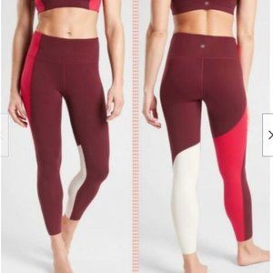 Athleta Asymmetric Elation 7/8 Tight, Red Garnet  XL